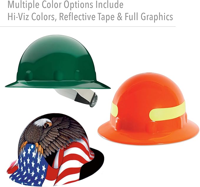 FIBRE-METAL Honeywell Home by Honeywell SuperEight Thermoplastic Full Brim Hard Hat with 8-Point Ratchet Suspension, Orange