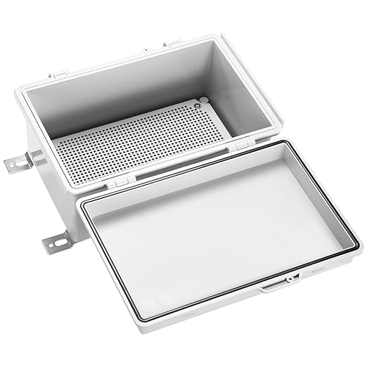 Waterproof Electrical Junction Box IP67 ABS Plastic Enclosure with Hinged Cover with Mounting Plate, Wall Brackets (Grey Cover, 11.4"×7.5"×5.5")