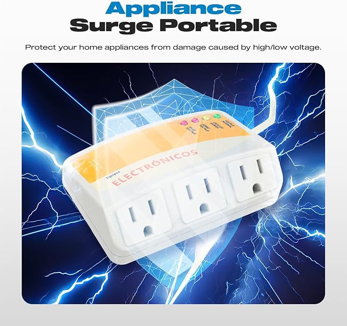 Refrigerator Surge Protector, Malictele 3 Outlet Voltage Protector Home Appliances 120V 12A Voltage Brownouts Plug Outlet for Fridge TV Air Conditioners Surge Protector 1440 Watts -1 Pack