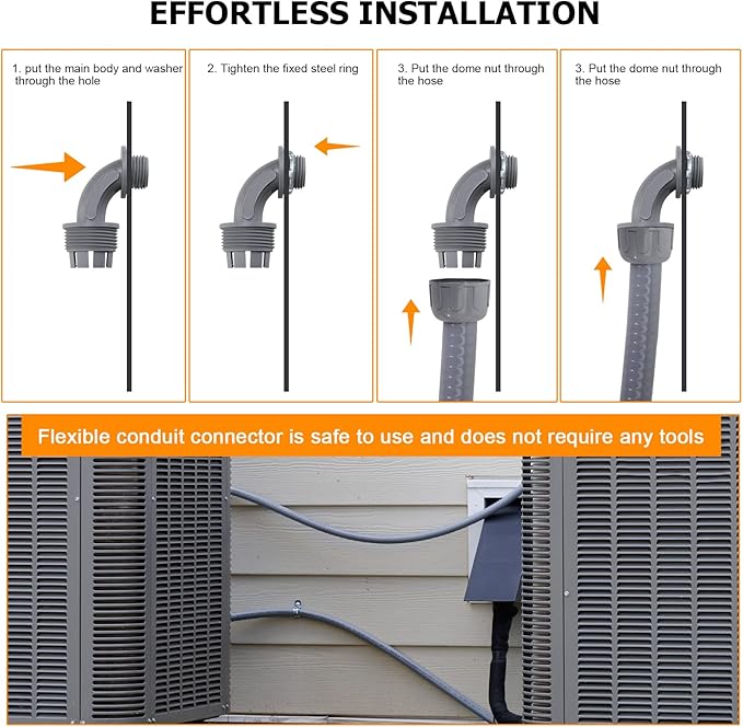 DWALE Liquid-Tight Conduit and Connector Kit,Flexible Non Metallic Liquid Tight Electrical Conduit,1inch50ft Electrical Conduit Kit,with5 Straight and3 Angle Fittings Included,1 in. Dia (50FT)