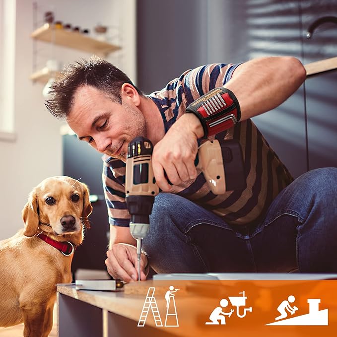 Father Day Gifts from Daughter Wife Son Magnetic Wristband: Men Tool Gifts for Men Him Belt Magnet Wrist for Holding Screws Nails Cool Gadgets Ideas Grandpa Father Day Gifts for Husband Papa Dad