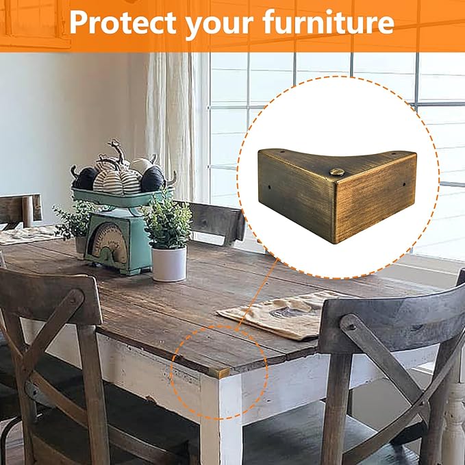 Metal Box Corner Protector, 4pcs Corner Guard Desk Box Edge Safety Decorative Protector Safety Guard Cabinet Metal Edge Bumpers for Case Wooden Furniture Hardware