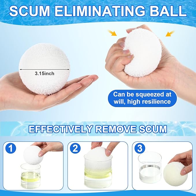Qualirey 1 Set Solar Pool Ionizer Floating Water Cleaner and Purifier, Kill Algae in Pool, 85% Less Cl, with 4 Pcs Eliminating Ball for Fresh and Salt Water Pools Spas, Reusable (White)