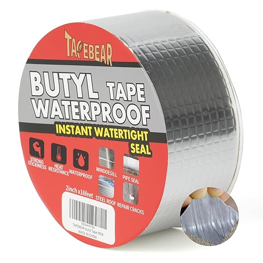 TAPEBEAR 30 Rolls Butyl Tape Waterproof Sealing Tape 2inch x16feet, Upgraded Aluminum Foil Tape Heavy Duty for RV Repair, Awning, Window, Glass & EDPM Roof Leak Patching, Boat and Pipe Sealing, Silver
