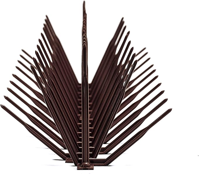 Bird B Gone - Brown Plastic Anti Bird Spikes (50') - Humane Deterrent - Stops Pigeons & Birds from Roosting - UV-Stabilized Polycarbonate - for Rooftops, Ledges, Fences, Etc - Made in USA