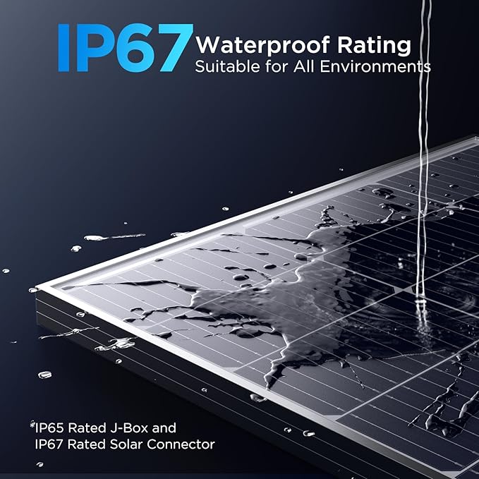 12V 100W Solar Panel,100 Watt Solar Panel with High-Output Design,High Efficiency Monocrystalline PV Module,RV Essentials,Ideal for 12V System,RV, Van,Rooftop,Off-Grid Cabin,Emergency Backup