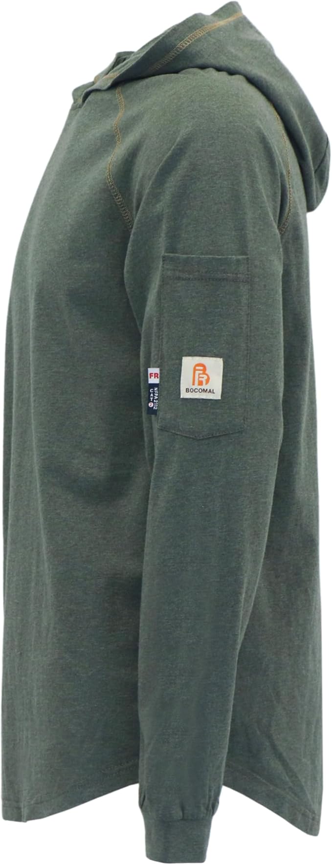 BOCOMAL FR Hooded T Shirts Heather Series 6oz Flame Resistant NFPA2112 CAT2 Fire Retardant Hoodies Work Shirt