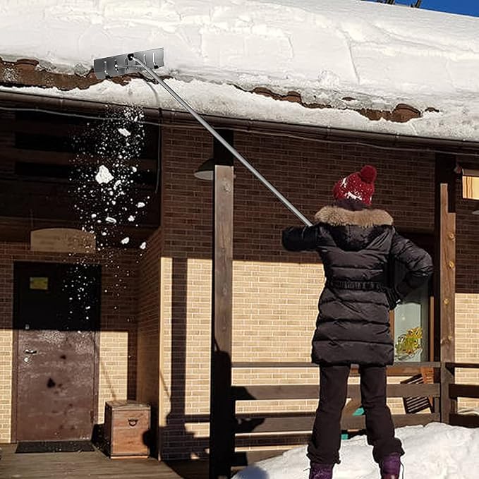 20 Feet Aluminum Snow Rake, with 25.5 Inch Blade, 5 Extension Tubes & Anti-Skid Handle, Telescoping Snow Removal Tool for Removing Snow, Leaves, Debris…