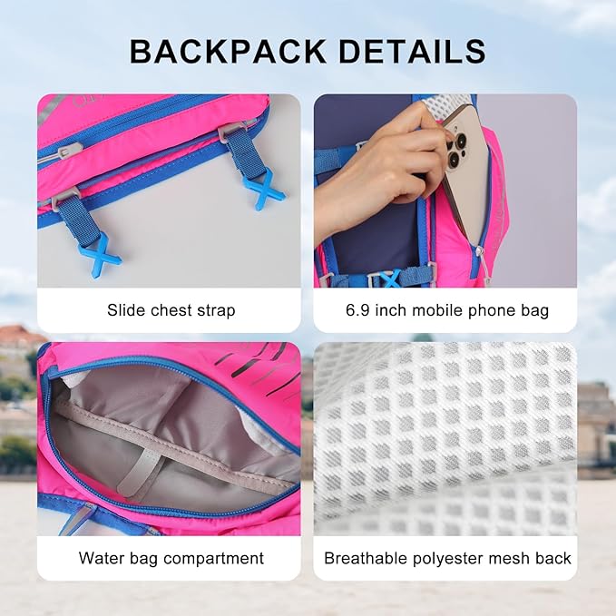 INOXTO Running Hydration Vest Backpack,Lightweight Insulated Pack with 1.5L Water Bladder Bag Daypack for Hiking Trail Running Cycling Race Marathon for Women Men