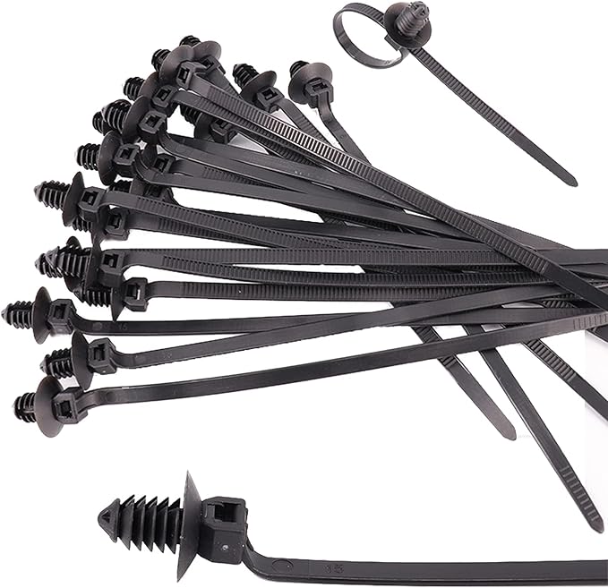 80 Pack Nylon Push Mount Cable Zip Tie, 8.3"x0.18" Heavy Duty Nylon Push Mount Self Locking UV Resistant Assortment for Indoor Wire Tying (Black)