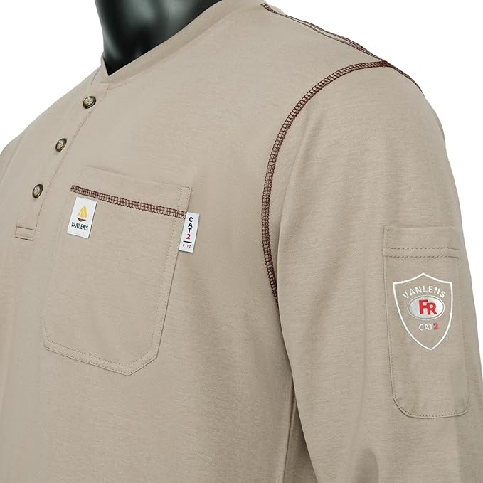 FR Shirts for Men CAT2/HRC2 Flame Resistant Shirts 6.5oz Light Weight Long Sleeve Fire Retardant Shirts