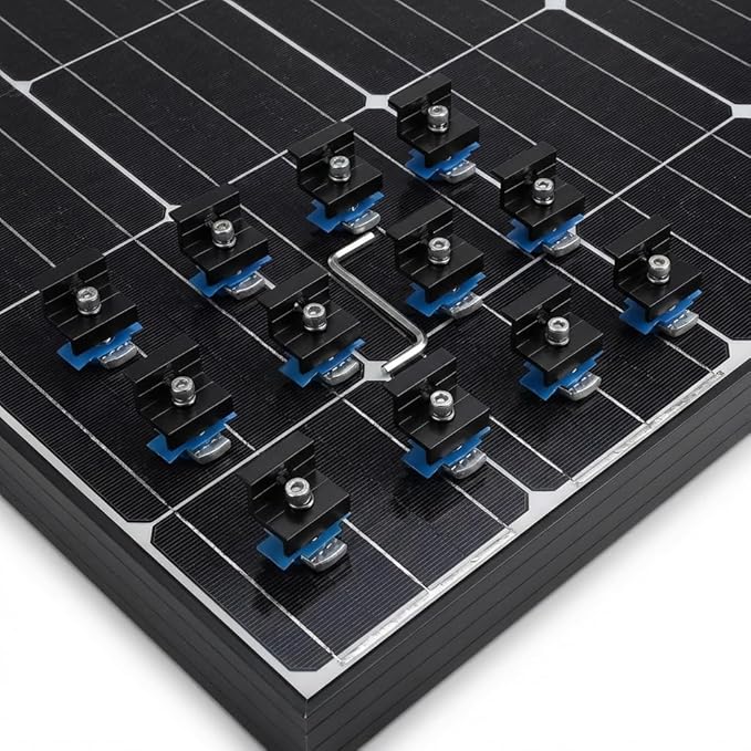12-Pack Black Aluminum 30mm/35mm Solar Panel End Clamps for Standard Unistrut, Mounting Brackets with Hardware, for Metal, Tin, Flat & Sheet Roof Solar Installation