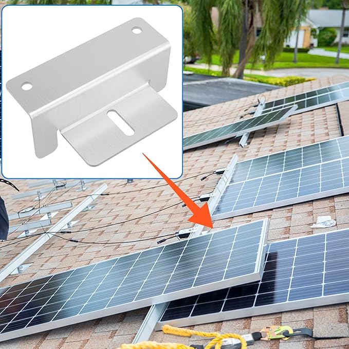 24 Units Solar Panel Mounting Brackets, Z Brackets with Nuts and Bolts Solar Panel Z Brackets Bulk for Roof, RV, Boat, Silver