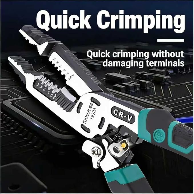 10-in-1 Wire Stripper Tool, Heavy Duty CR-V Multifunctional Cable Cutters, Professional Electrical Tool Stripper Crimper for Copper Aluminum Steel Wires