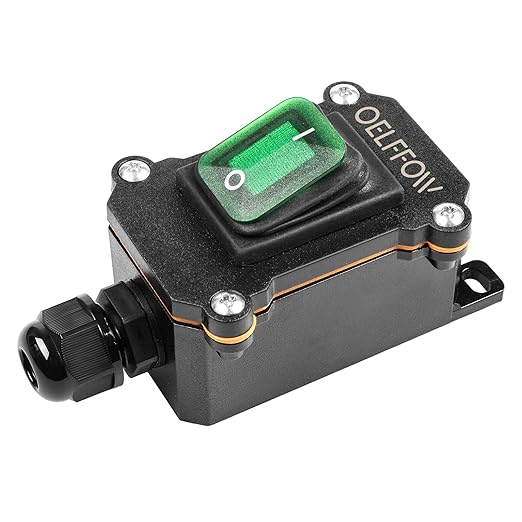 Waterproof On Off Toggle Switch with Green Light Rocker Button Inline Cord Switch DPST AC/DC 20A-125V,16A-250V,30A-24V,35A-12V, IP66