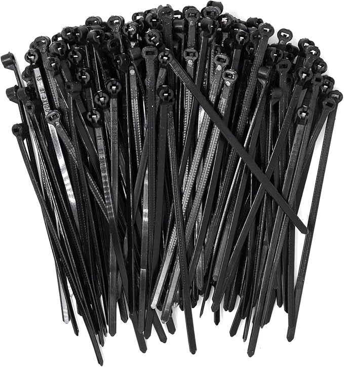 150pcs Push Mount Zip Ties 4 inch, Self Locking Straps Cable Zip Tie with Stainless Steel Metal Tooth Locking Device Heavy Duty Nylon Zip Tie Clips (4", Black)