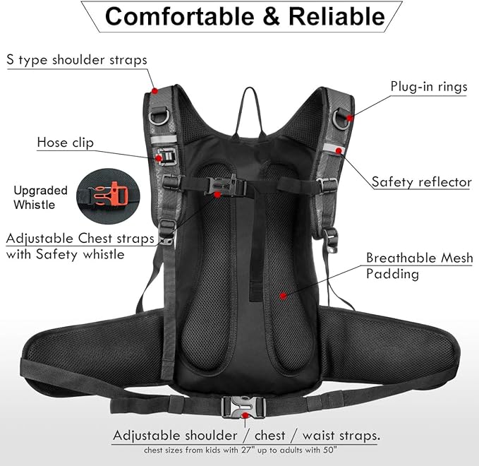 Hydration Pack, Insulated Hydration Backpack with 2L BPA Free Water Bladder and Storage, Hiking Backpack for Men, Women, Kids for Running, Cycling, Camping - Keep Liquid Cool up to 5 Hours