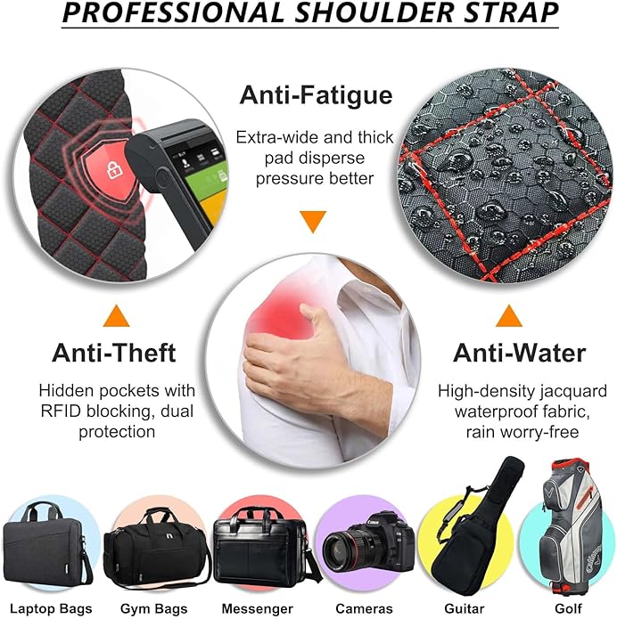 Ultra Comfortable Shoulder Strap Bag Belt with Anti-Theft Pockets and Padded, 2 Tone Reversible Use, Stylish & Secure