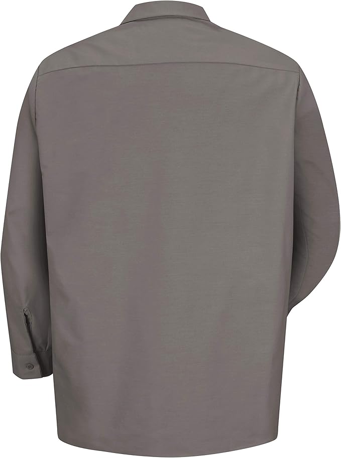 Red Kap Men's Long Sleeve Industrial Work Shirt | Moisture Wicking Button Up, Wrinkle Resistance Fights Fading & Stains