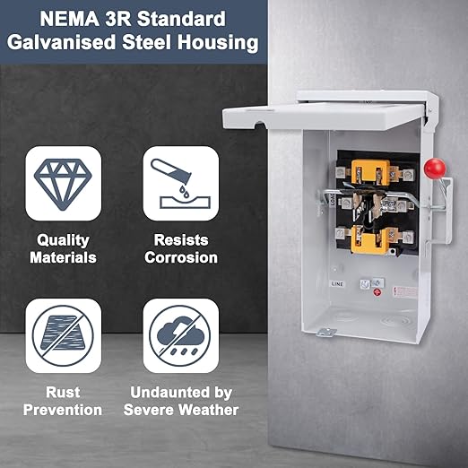 100A Generator Transfer Switch, 24000W Universal Double Throw Safety Switch, 120/240V Manual Transfer Switch with Arc Shield, Indoor/Outdoor Use, NEMA 3R Compliant