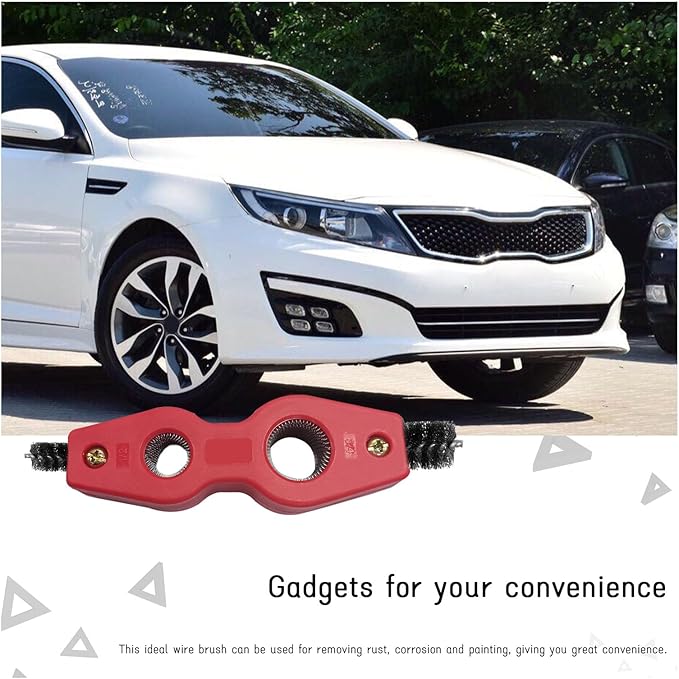 Car Battery Terminal Cleaning Brush, 4 in 1 Anti-Rust Auto Battery Cleaner with Steel Wire, Universal Vehicle Battery Terminals Machine Parts Cleaning Tool Accessories (Red)