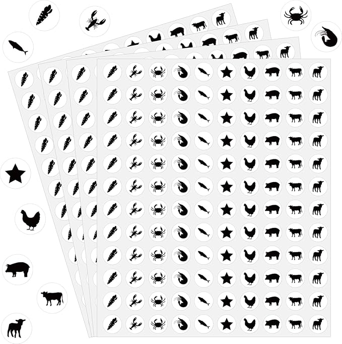 2400 Pcs Small Sticker for Kids,Mini Black Food Sticker Cute Paper Decals 10 Designs Self-Adhesive Stickers for Summer Party Envelopes Scrapbook Gifts DIY Supplies,0.5in（Food）
