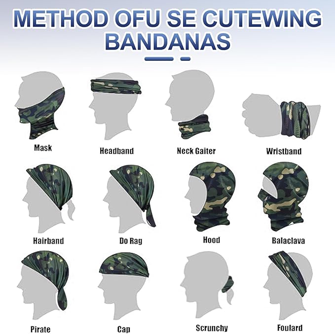 SATINIOR Summer Camo Neck Gaiter UV Protection Cooling Face Mask Sun Hood Bandanas for Men Women Sunscreen Breathable Bandana
