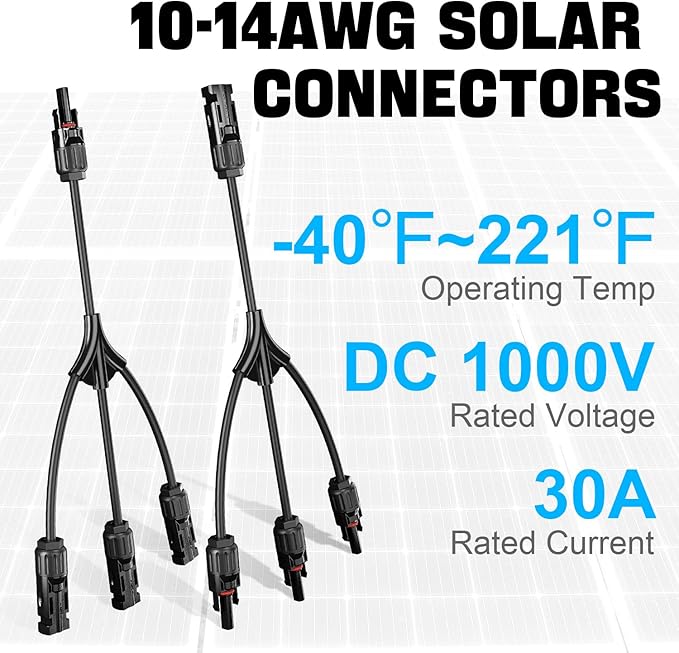 OYMSAE Solar Y Branch Adapter 1 to 3 - UL Certified Parallel Connectors Kit with M/FFF & F/MMM Plugs (Weatherproof)
