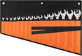 Wrench Roll Organizer 16 Pockets, Wrench Pouch Roll Up with Water Proof Oxford Cloth, Tool Roll Bag for Wrenches Organization, Black and Orange