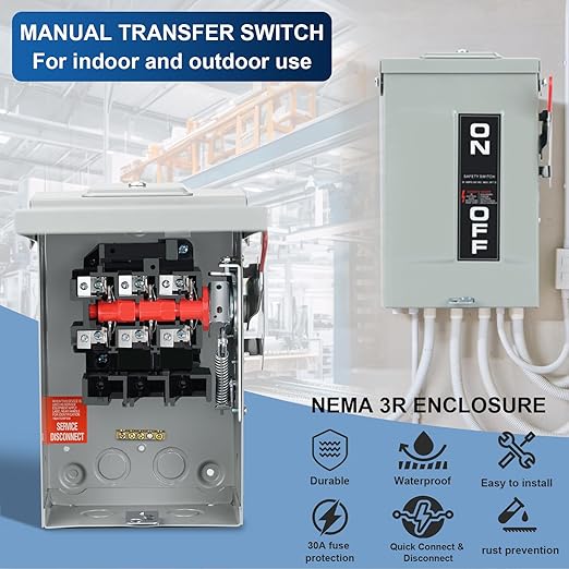 3P 30Amp 240V 3 Wire Heavy Duty Safety Switches，Ac Disconnect Switches Box，Quick Disconnect Safety Switch