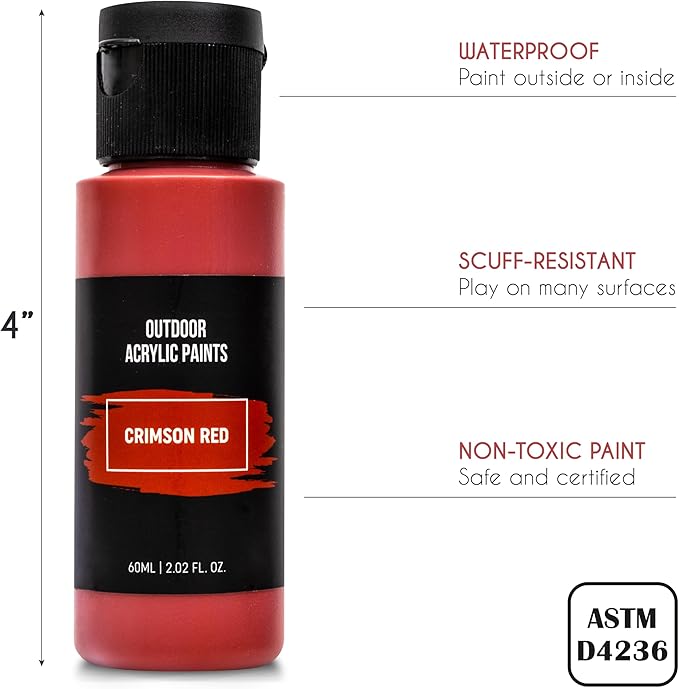 Outdoor acrylic paint set (2 fl oz)- 20 Tubes 2 with Glow in the Dark Effect - Art supplies for Adults - For multiple use- Woods, Leather, Metal & Fabric Paint & Paint for rocks Outdoor/Craft paint