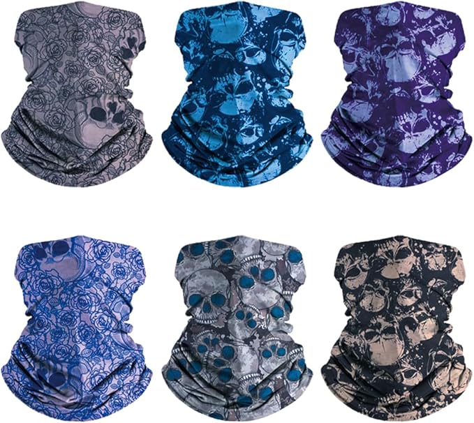 6-Pack Balaclava Face Mask for Men & Women - UV Protection Neck Gaiter, Multi-Use Cycling Mask & Breathable Headband