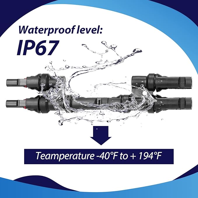 Weewooday 10 Pairs Solar Branch Connectors Y Connector for Parallel Connection Between Solar Panels FMM+MFF