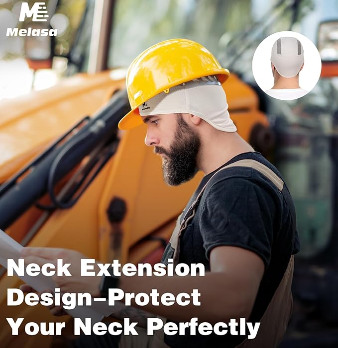 MELASA Skull Cap Cooling Helmet Liner for Hard Hat with Neck Extension Sun Protection Mesh Breathable Sweat Cap for Men Women