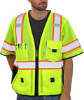 Dib Safety Reflective Mesh Vest ANSI Class 3, High Visibility with Pockets and Zipper, Made with 3M Reflective Tape, Yellow M