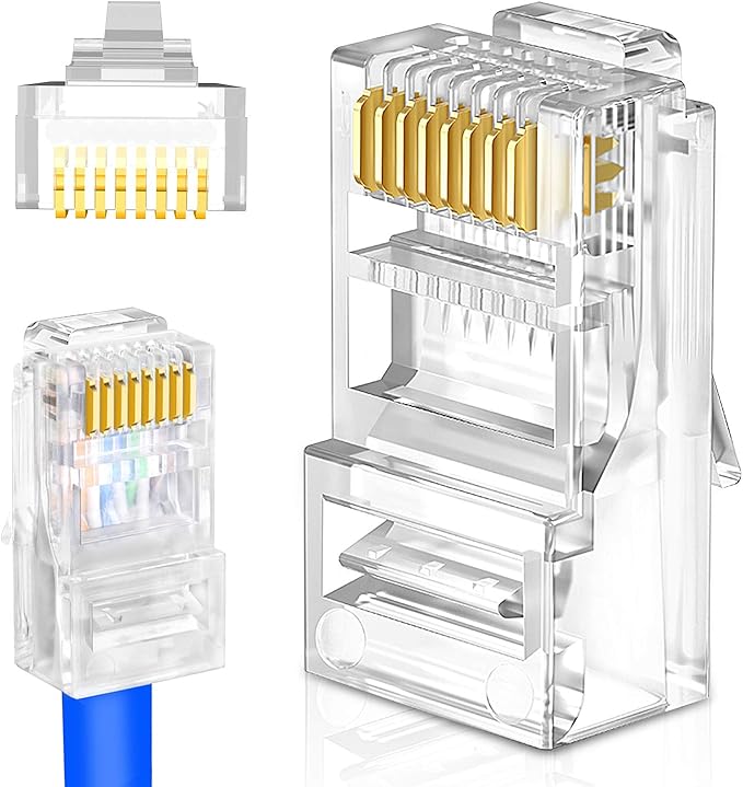 RJ45 Crimping Tool Kit Ethernet Crimp Set, RJ-11, 6P/RJ-12, 8P/RJ-45 Crimp, Cut and Strip with 20PCS CAT5 CAT5e Connectors, Covers,1 Network Cable Tester 1 Wire Stripper