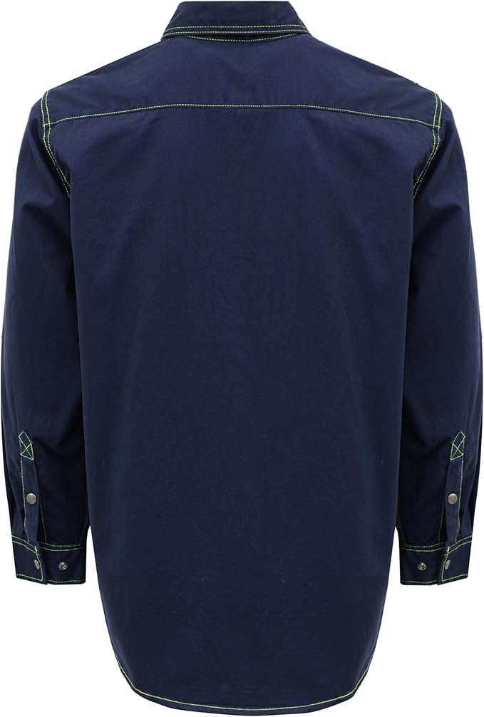 BOCOMAL FR Shirts for Men Snaps Down 7.5oz Water Repellent Fire Resistant Welding Jackets-NFPA2112 CAT2