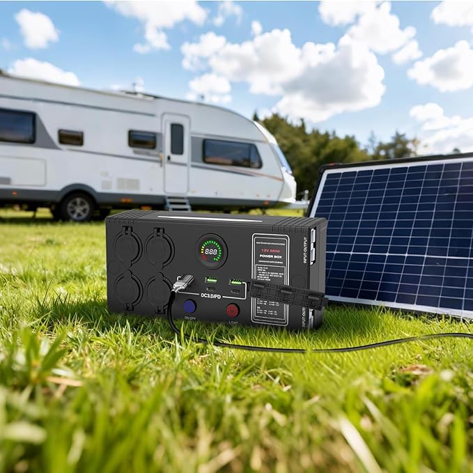 Nilight Mini Power Box 12V 24V DC Compact Design Distribution Box Plug & Play Multi Ports -2 Anderson, 3 USB, 3 USB-C, 4 Cig Sockets Perfect for Outdoors Camping Fishing RV 4Wd Caravans Emergency