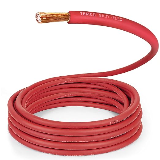 TEMCo 2 Gauge AWG 30 Ft Red Flexible Pure Copper Made in USA Welding Cable Battery Wire - Heavy Duty Solar, Inverter, Car, RV, Truck