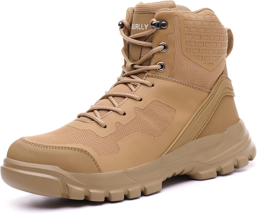 Hogent Steel Toe Boots for Men Lightweight Comfortable Work Boots with Air Cushion Puncture Proof Safety Shoes for men Industrial Construction Warehouse Work