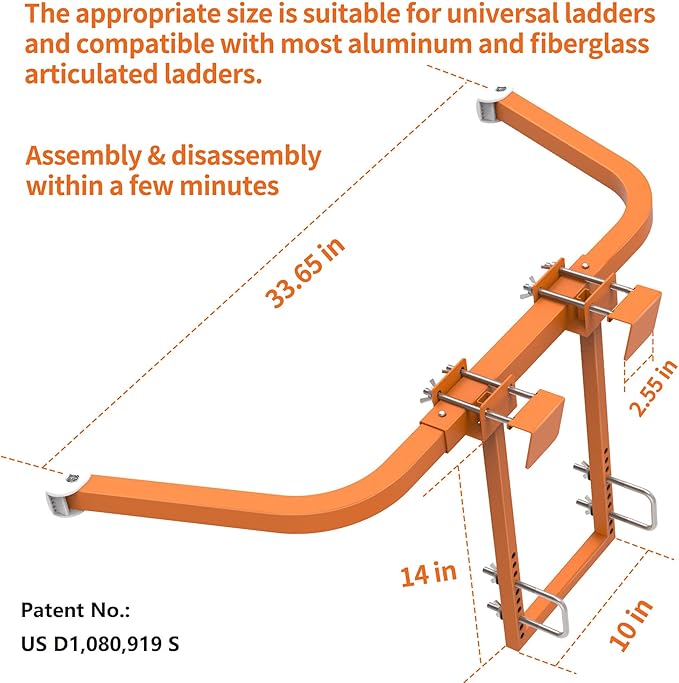 Ladder Stabilizer,Extended Ladder Stabilizer Accessory for Roof Gutter＆Wall,Ladder Stand-Off 450 lbs Heavy Duty Steel Wing Span/Wall Ladder Standoff with Non-Slip Rubber Bottom Pad