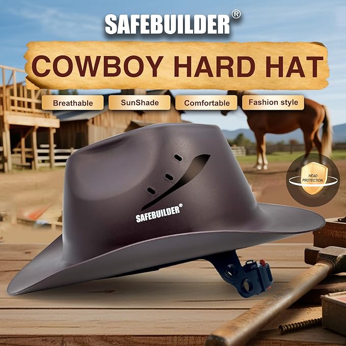 Cowboy Style Hard Hat Class C Safety Helmet Vented Full Brim Hard Hats Work Safety Helmet for Men and Women Outdoor,Industrial,Construction Head Protection- ANSI Approved