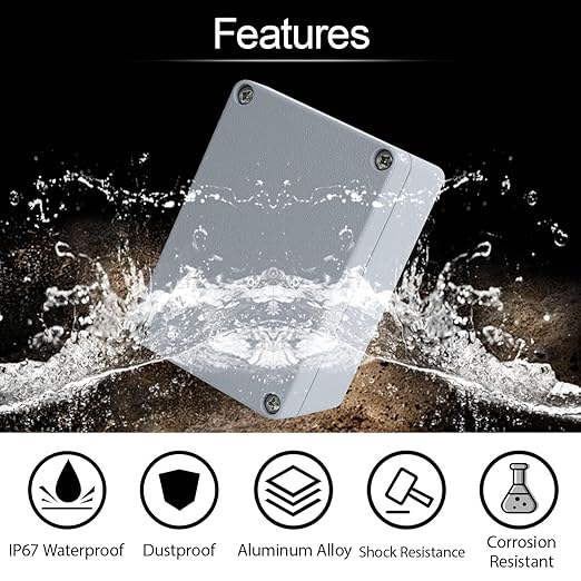 LeMotech Electrical Box, Aluminum Alloy Metal Junction Box, IP67 Waterproof Dustproof Project Box, Outdoor Universal Enclosure, Grey 5.9x3.9x3.1in (150x100x80mm)