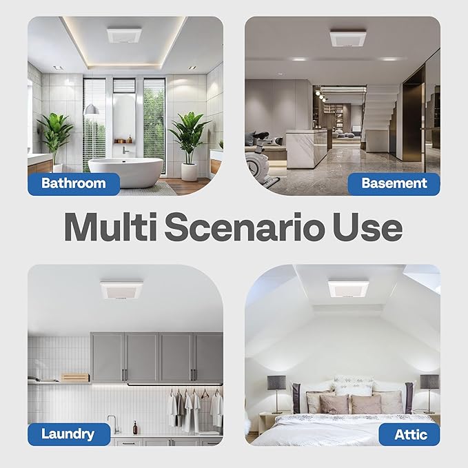 VIVOHOME Ultra-Quiet 80 CFM Bathroom Exhaust Fan, 1.5 Sone 95 Sq.Ft Coverage, 4'' Duct Ceiling Mount, White Shower Ventilation Fan