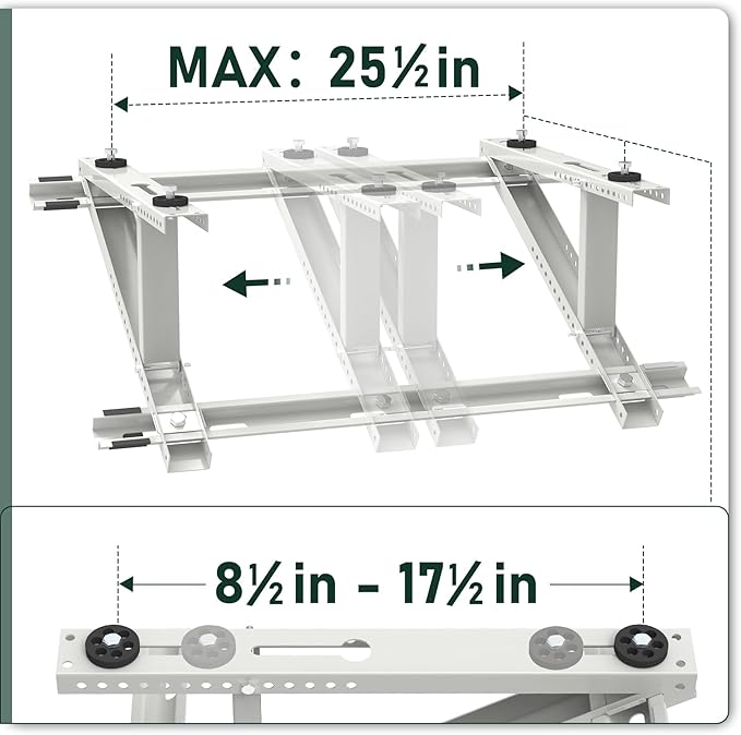 Flehomo Air Conditioner Rooftop Mount Bracket for Mini Split Air Conditioners Heat Pump System, Adjustable Mounting Bracket for Rooftop, Heavy Duty Roof Bracket for 9,000-24,000 BTU