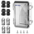 Waterproof Outdoor Project ABS Plastic Junction Box IP67 Weatherproof Dustproof Enclosure with Hinged Cover, Mounting Plate,Wall Brackets for Power Project (Clear,5.9"x3.9"x2.8")