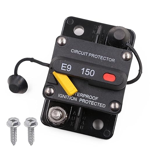 E9 150 Amp Circuit Breaker with Recessed Switch Design | Waterpoof IP67 Protection DC 12V-48V 150A Manual Reset UL Surface Mount