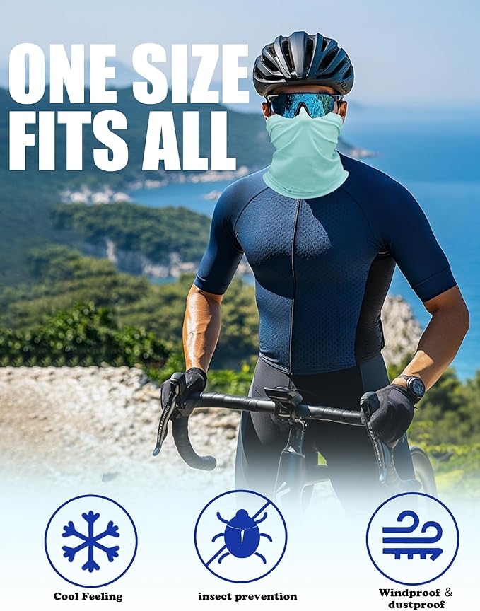 JHYWELL Cooling Neck Gaiter Face Mask, UV Protection Masks Gator, Windproof Bandana for Skiing, Fishing, Hiking, Cycling