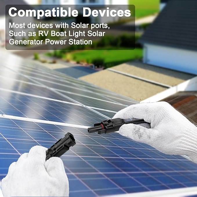 iGreely 3 Feet 10AWG Solar Extension Cable with Solar Panel Female and Male Connector Solar Panel Adapter (3FT Red + 3FT Black)