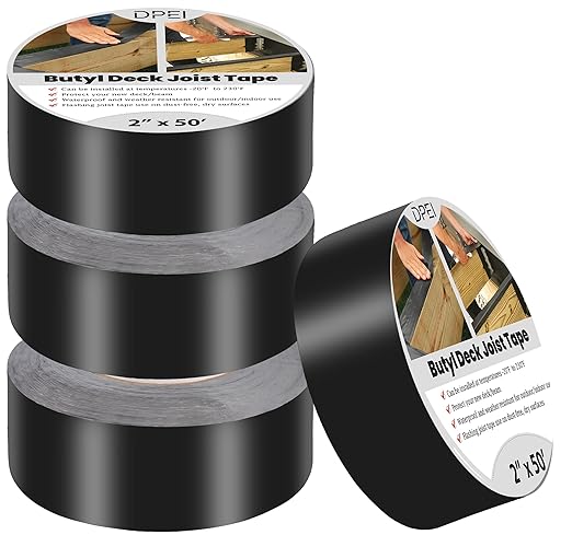 DPEI 2" x 50' Butyl Joist Tape for Decking - 4 Pack Waterproof Flashing Tape for Deck Beams, Framing,Weatherproof Protection for Wood and Composite Decks